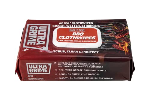 UltraGrime XXL BBQ Cleaning Wipes 60 Thick Wipes - Big Wipes Heavy Duty - BBQ Wipes Heavy Duty Wipes - Multi Purpose Wipes Cleaning Wipes Heavy Duty - Dust Wipes - Hand Wipes Heavy Duty Hand Cleaner