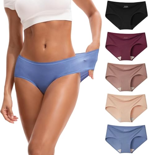 INNERSY Women's Soft & Thin No Show Modal Underwear Quick Dry Panties for Summer 5-Pack(Morandi, Medium)