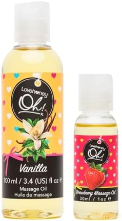 Lovehoney Strawberry Massage Oil 1 fl oz & Vanilla Massage Oil 3.4 fl oz image 3