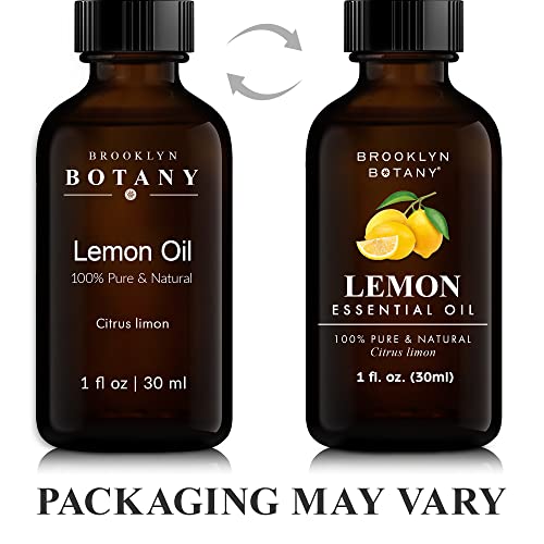 Brooklyn Botany Lemon Essential Oil – 100% Pure And Natural – Therapeutic Grade Essential Oil With Dropper - Lemon Oil For Aromatherapy And Diffuser - 1 Fl. Oz #TOP3