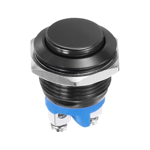 Image of DMiotech 1 Pcs 16mm / 5/8" Push Button Switch, IP66 1NO 0-250V 5A Momentary Latching Push Button Starter Light Switch Self-reset, Aluminum Alloy High Head Black