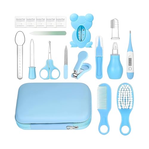 Kit De Cuidado Para Bebés | Set de Cuidados y Aseo Infantil de 18 Piezas - Cepillo de Dientes de Dedo Pequeño para Baño Bolso de Viaje Niños Rutina de Baño Cortepelo