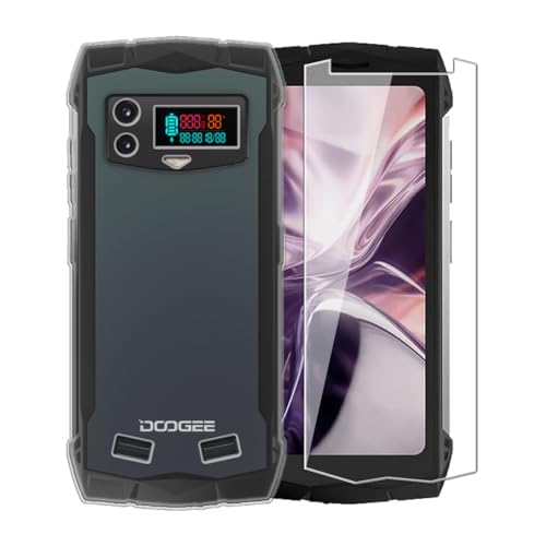 WDMYLFTW Case for Doogee S mini + Glass Screen Protector Tempered Film - Transparent Silicone Soft Flexible Bumper Shockproof TPU Protective Cover Shell for Doogee S mini (Clear) -  GHM+TPU-Doogee-Smini-Clear-WD