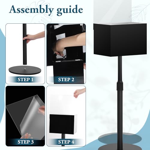 DoubleFill 2 Pack Black Suggestion Donation Box with Lock and Key 11x 8.25x 8.25 Inches Acrylic Offering Raffle Box with Stand Slot for Office Charity Church Collection by DoubleFill - Image 4
