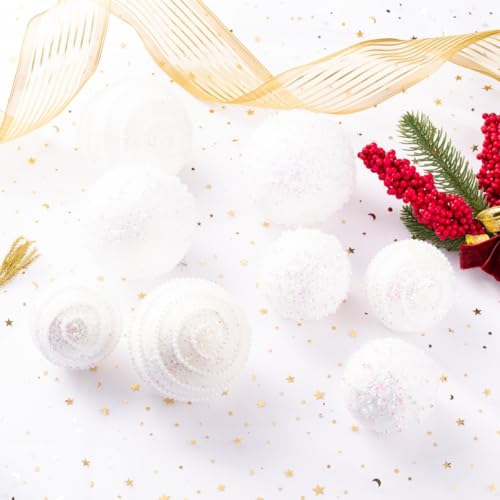 ChrisWish White Christmas Ball Ornaments, Christmas Ball Decorations Shatterproof Plastic Hanging Pearl Balls for Holiday Party(70mm/2.76", 12ct) - image 3