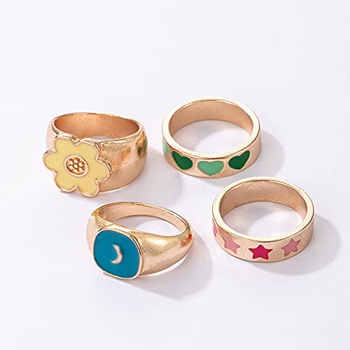 Plated Enamelled Combo of Rings, Stylish Set