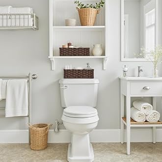 GRANNY SAYS Bathroom Baskets for Organizing, Wicker Baskets for Shelves, Toilet Storage Basket with Dividers, Small Basket for Organizing, Brown, 2-Pack