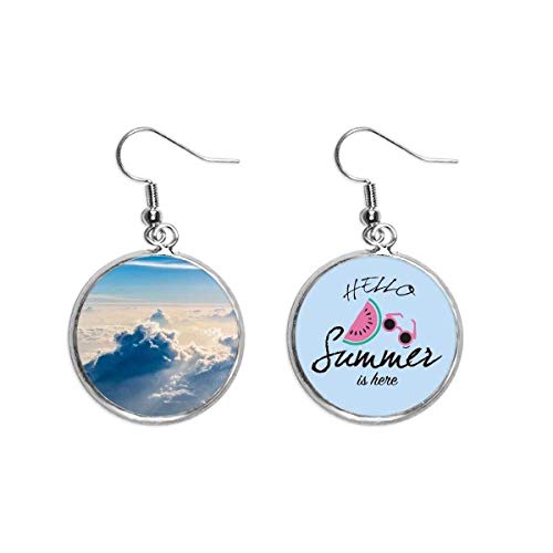 Pendientes de sandía de diseño exclusivo con detalles de sol, nubes和大sky azul