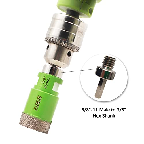 Image of Diamond Core Drill Bits 1-3 /8 inch 35mm 5 /8-11 Thread Plus Adapter 5 /8 inch-11 Male to 3 /8 inch Hex Shank,Tile Hole Saws for Porcelain Tile,Granite,Marble,Concrete,Masonry