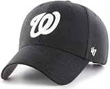 47 Brand MLB Black White Primary Logo MVP Adjustable Structure Baseball Cap Hat, Adult One Size Fits All - Washington Nationals Black White