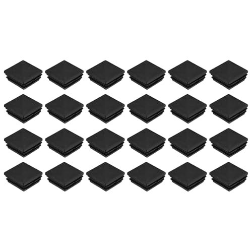Image of uxcell 24Pcs Square Plastic Plugs, 40 x 40mm /1.57 x 1.57inch PE Pipe Tubing End Caps for 34-38mm /1.34-1.5inch Square Tube Furniture Chair Leg, Black