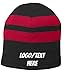 INK STITCH C922 Custom Stitching Logo Personalized Striped Winter Beanie Hats (Black/Red)