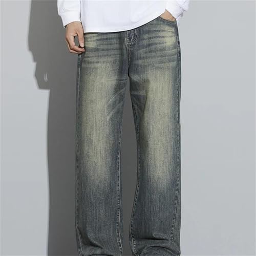 Men's Cotton Baggy Jeans – Wide-Leg Retro Loose Denim Pants, Streetwear Fashion Straight Washed2