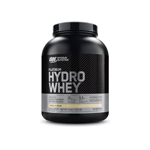 Optimum Nutrition Platinum Hydro Whey, Hydrolysed Whey Protein Isolate Powder with Essential Amino Acids, Glutamine and BCAA, Vanilla Bean Flavour, 40 Servings, 1.6 kg