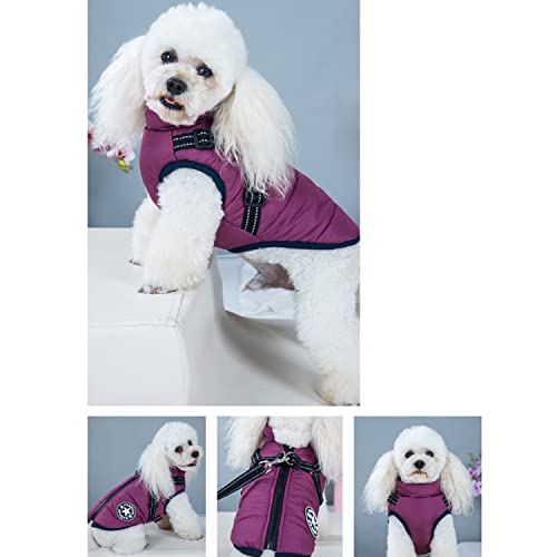 Ectkuee Wasserdichter Wintermantel mit Geschirr für Hunde, Jacke, Kostüm, warm, Kleidung, Welpen, Tierweste, reflektierend, winddicht, für kleine und mittelgroße Hunde (strapazierfähiger D-Ring)