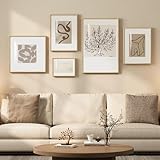 Framed Matisse Abstract Neutral Wall Art, 5 Piece Large Beige Canvas Prints Set, Modern Minimalist Geometric Botanical Paintings for Living Room, Bedroom, Hallway, Home Office, Guest Room