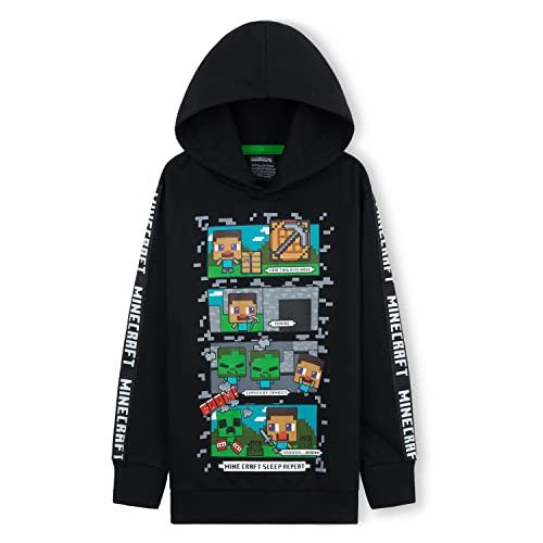 Minecraft Sudadera Niño - Sudaderas con Capucha para Niños (Negro/Multicolor 9-10 años)