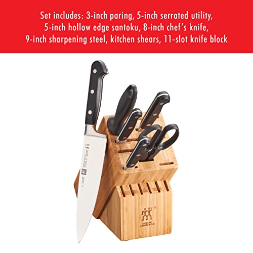 Zwilling Professional S 7-Piece Razor-Sharp German Block Knife Set, Made In Company-Owned German Factory With Special Formula Steel Perfected For Almost 300 Years, Dishwasher Safe #TOP7