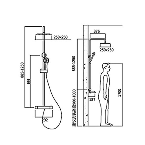 Set simple multifuncional para ducha doméstica y hotelera, columna de ducha ajustable en altura, sistema de ducha de temperatura constante con mezclador frío y caliente miniatura 3