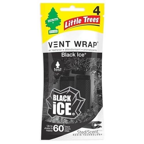 LITTLE TREES Car Air Freshener | Vent Wrap Provides Long Lasting Scent, Invisibly Fresh | 16 Air Fresheners | Black Ice