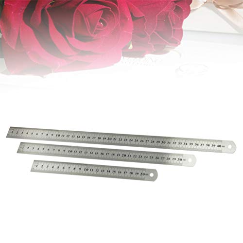 STOBOK 3Pcs Régua Maquinista Régua de Aço Inoxidável Régua de Metal Com Polegadas E Centímetros para