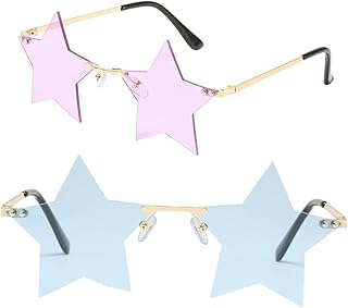 2 Pares De Óculos De Sol De Festa Óculos De Sol De Estrela Decorativos Óculos De Sol Sem Aro Para Homens Óculos De Sol Novidade Óculos De Sol Estrela Vermelha Óculos De Sol Da