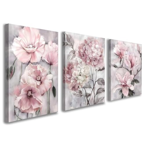 Neutral Pink Flower Canvas Wall Art