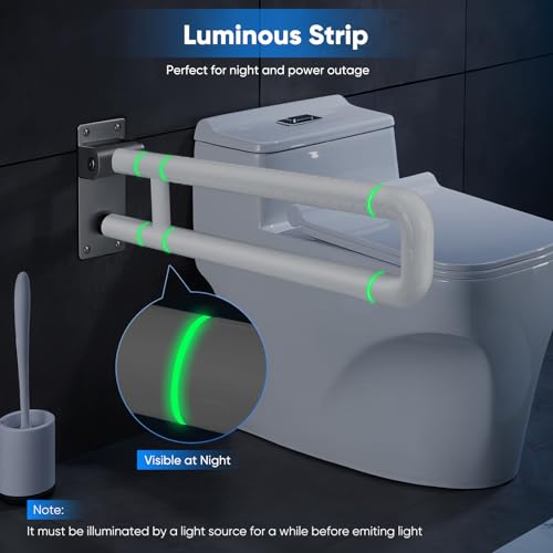 Ovshnrr 75cm WC Haltegriff, Wandstützgriff Klappbar wc Aufstehhilfe toilette 300~350 Kg, Rutschfest für Badezimmer Und Toilette, Haltegriffe für Senioren, Behinderten (white, 75cm)