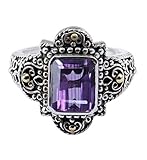 Produktgewicht: 8,50 g. 925 Sterling Silber Brasilien Amethyst Edelstein Gold Punkte Ring Größe 8 US Ring Schmuck Wiesen Crystalcraftindia
