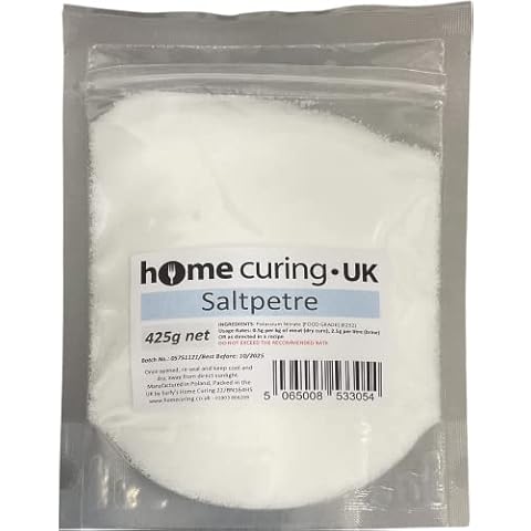Saltpetre, Food Grade 99.5% Purity (425g) - Potassium Nitrate Powder - for Meat Curing - Surfy's Branded Cover