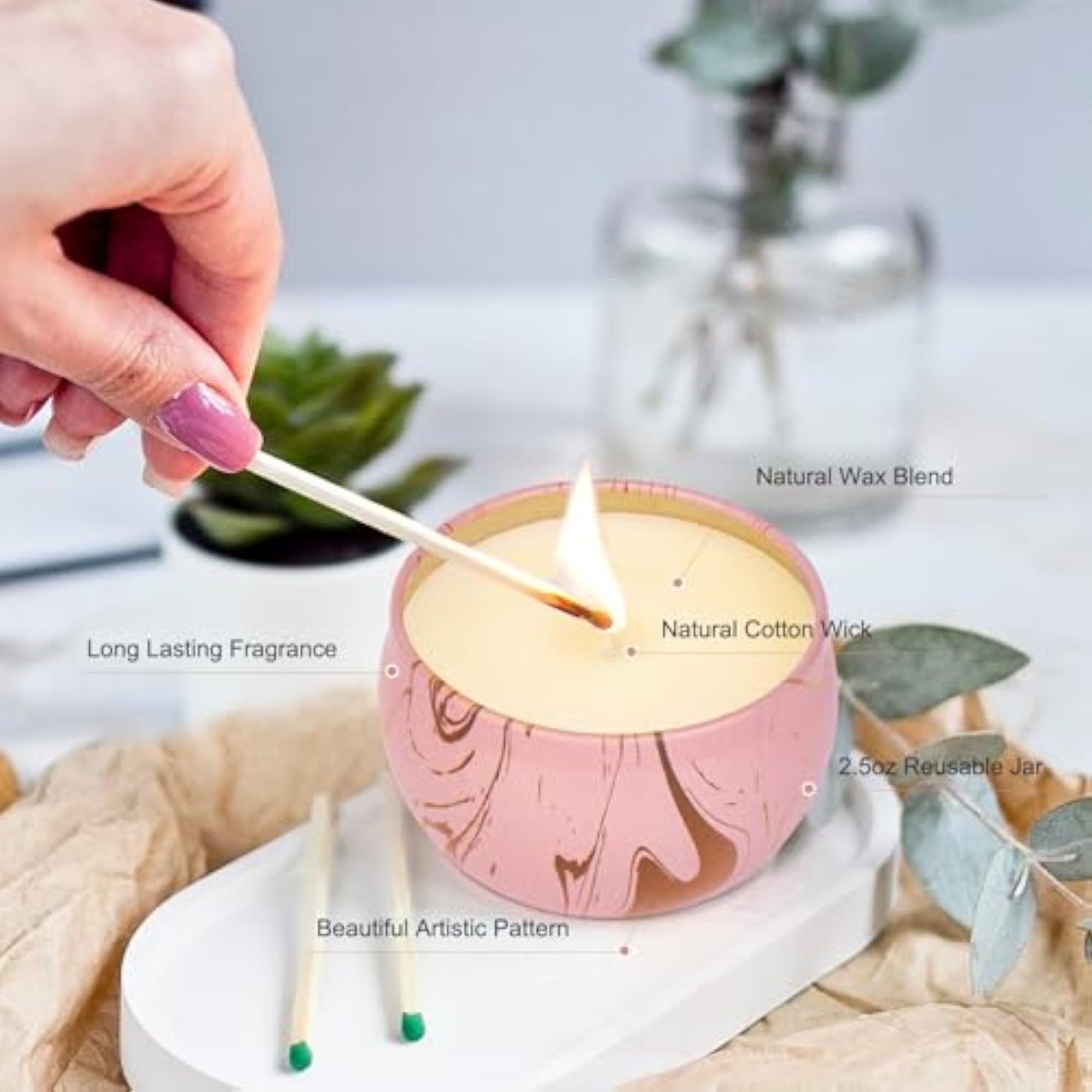 Scented Candle Gift Set, 2 Packs Natural Candles