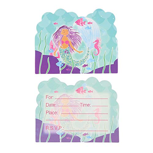 Partysanthe Mermaid Birthday Invitations,mermaid Invitations with Envelopes for Kids Birthday (20pcs Pack) - Image 3 thumbnail