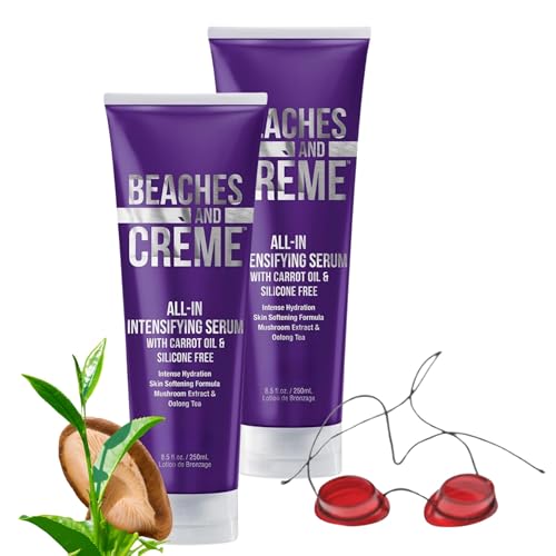 Beaches and Creme All-In Intensifying Serum - Pack of 2 (250ml Each) + Pair of Goggles, Deep Conditioning and Skin Softening Tanning Serum, Luxurious Hydration and Enhanced Tan