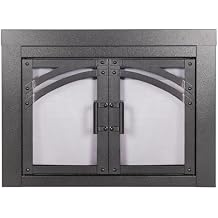 Pleasant Hearth Axel Collection Fireplace Glass Door, Hammered Black