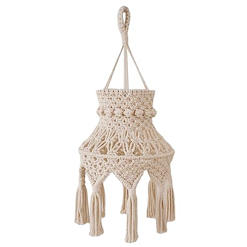 Pantalla de lámpara de macramé PRETYZOOM vintage con estructura metálica duradera 2