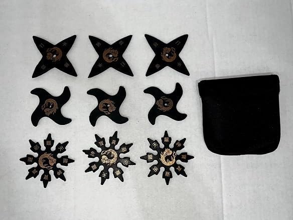 Japanese Style Safe Rubber/Foam Soft Ninja Throwers Set of 9 Comes with a Carry Case
