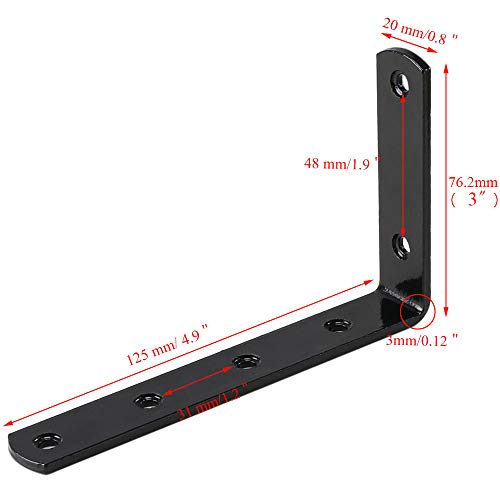 Dayree 4pcs 5''L x 3''H Shelf Brackets Thicken Iron L Wall Bracket for Wall Hanging Furniture Connector Industrial Decorative with Free Screw Accessories