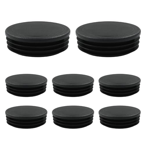 Image of 8 Pcs 2-1 /2 inch Round Plastic Plugs Insert Chair End Caps Black End Caps for Tubing, Chair Legs