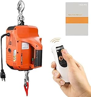 Anbull Portable Electric Hoist Winch 100-240V Corded Electric Winch 1000 Ib,15 Foot Aviation Grade Galvanized Steel Wire Aope,1000 Ib Pulling Capacity (Wireless Remote Control)