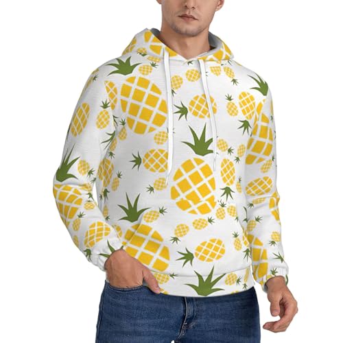 Pull à capuche en polaire pour hommes Ananas avec motif imprimé chaud pour l'hiver