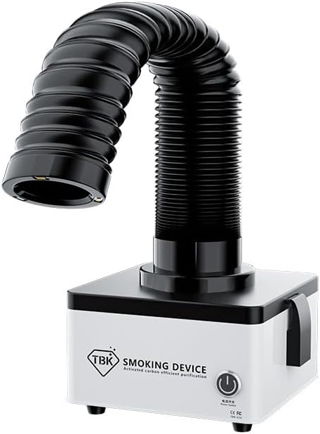 TBK-638mini Soldering Fume Extractor - 4-Layer Filtration Smoke Absorber with LED Light, 360° Adjustable Tube,Portable ESD Fume Remover for Electronics Repair