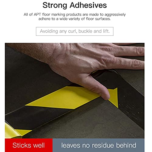 Apt Premium Black And Yellow Striped Vinyl Floor Safety Marking Tape, Excellent For Hazard Caution& Warning, Social Distancing, Warehouse & Gym Floor (2 Inch, 5 Rolls, Yellow/Black) #TOP4