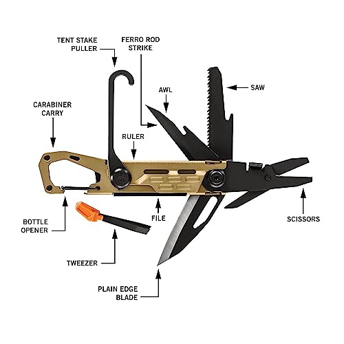 Gerber Gear Stake Out 11-in-1 Multi-tool - 2.2" Plain Edge Blade, Tent Stake Puller, Carabiner Carry - EDC Gear and Equipment - Bronze - Image 9