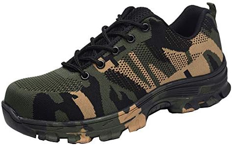 Steel Toe Work Shoes Men Safety Breathable Industrial Sneakers Lightweight Construction Footwear Green 38