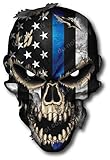 Thin Blue Line Skull American Flag Police Officer Blue Lives Matter Sniper Vinyl Decal Stickers Car...