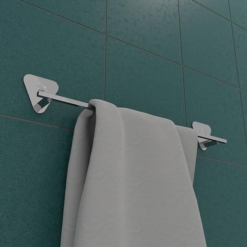 Image of USF Pyramid 24 Inch Towel Rod for Bathroom, Wall Mounted Towel Bar for Washarea, Stainless Steel Holder for Towels and Cloth, Chrome Finish, 3Years Warranty