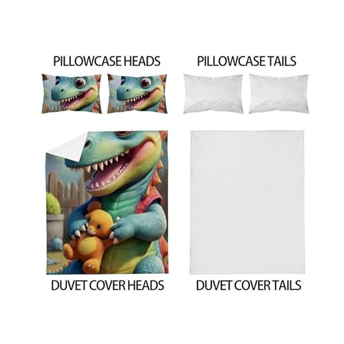 Housse de couette dinosaure imprimé 3D microfibre lit double - 4