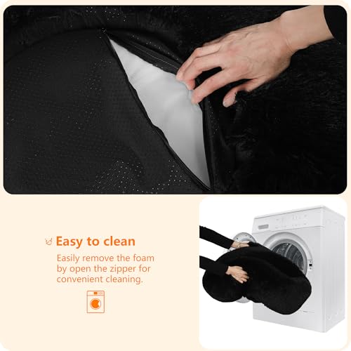 HMTOPE Orthopädisches Hundebett rund Hundekissen Hundesofa Katzenbett Donut Kuscheliges Hundekorb Waschbar, 80 cm Ø, Schwarz