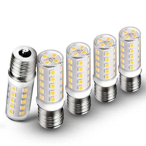 Heifymi E17 Intermediate Base LED Appliance Light Bulb Over Stove 4 Watt Equivalent 40 Watt 4000K Natural White for Chandelier Ceiling Fan Microwave Range Hood Light Bulbs,Non-Dimmable,450lm,5pack