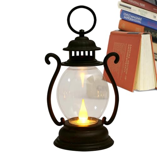 Lámpara de mesa retro - Lámpara vintage pequeña, luz de noche con pilas | Iluminación decorativa para dormitorio, salón, terraza y mesa, diseño clásico con LED cálido para ambiente de hogar y oficina.